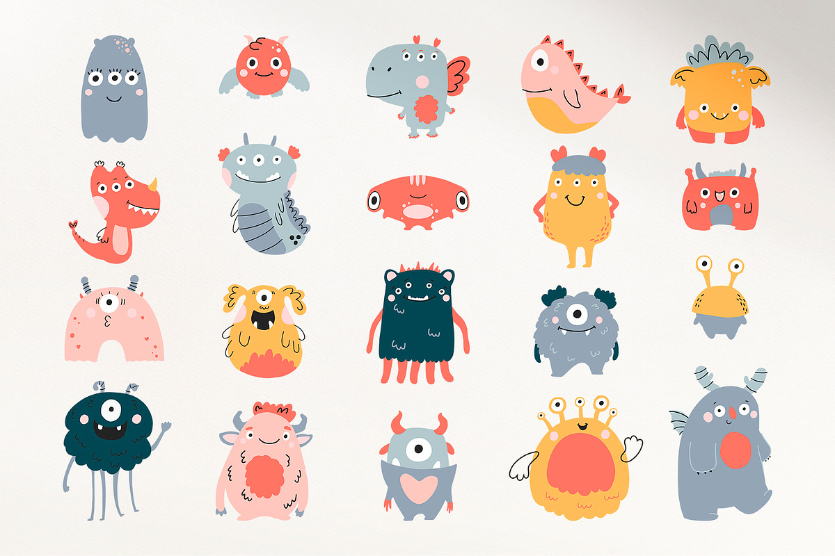 Boo - cute monsters collection, an Animal Illustration by Mariart_i (Photo 2 of 8)