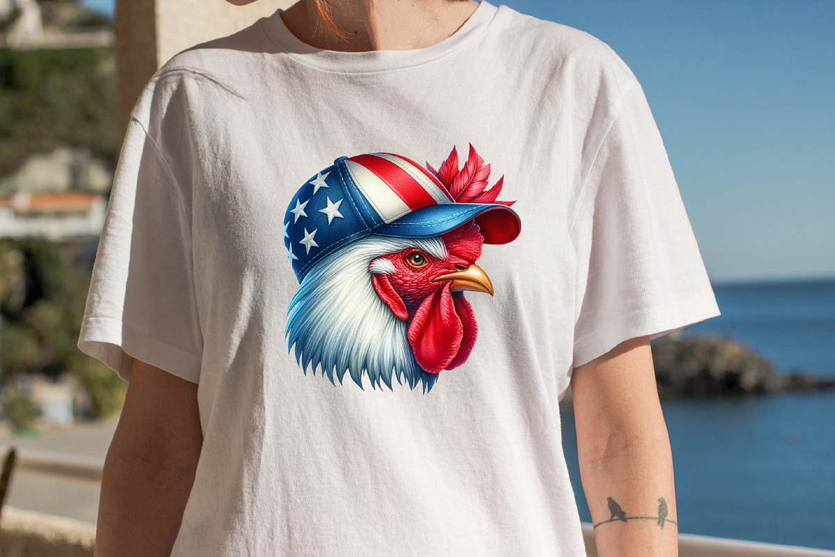 Watercolor Patriotic Cock  Sublimati, an Illustration by SVGArt (Photo 3 of 8)