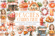Watercolor Cute Peaches Garden Fruit, an Illustration by SinaCreation (Thumbnail 1 of 7)