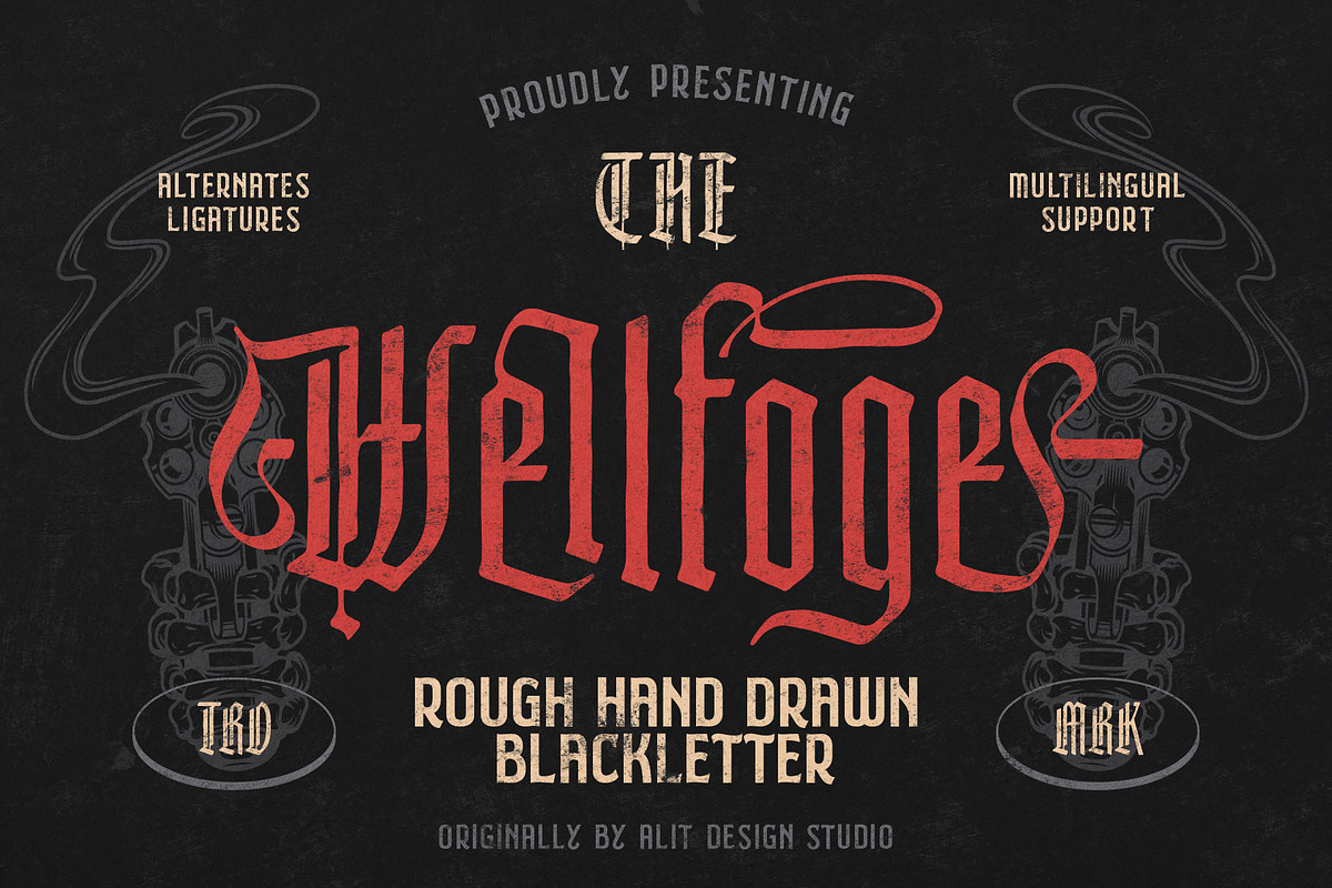 Wellfoge Blackletter Rough Font, a Blackletter Font by alit design (Photo 1 of 20)