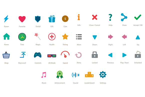 Flat Game UI Buttons/Icons preview 4