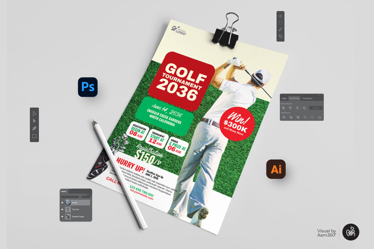 Golf Tournament Flyer Template, a Flyer Template by Aam360 (Photo 3 of 3)