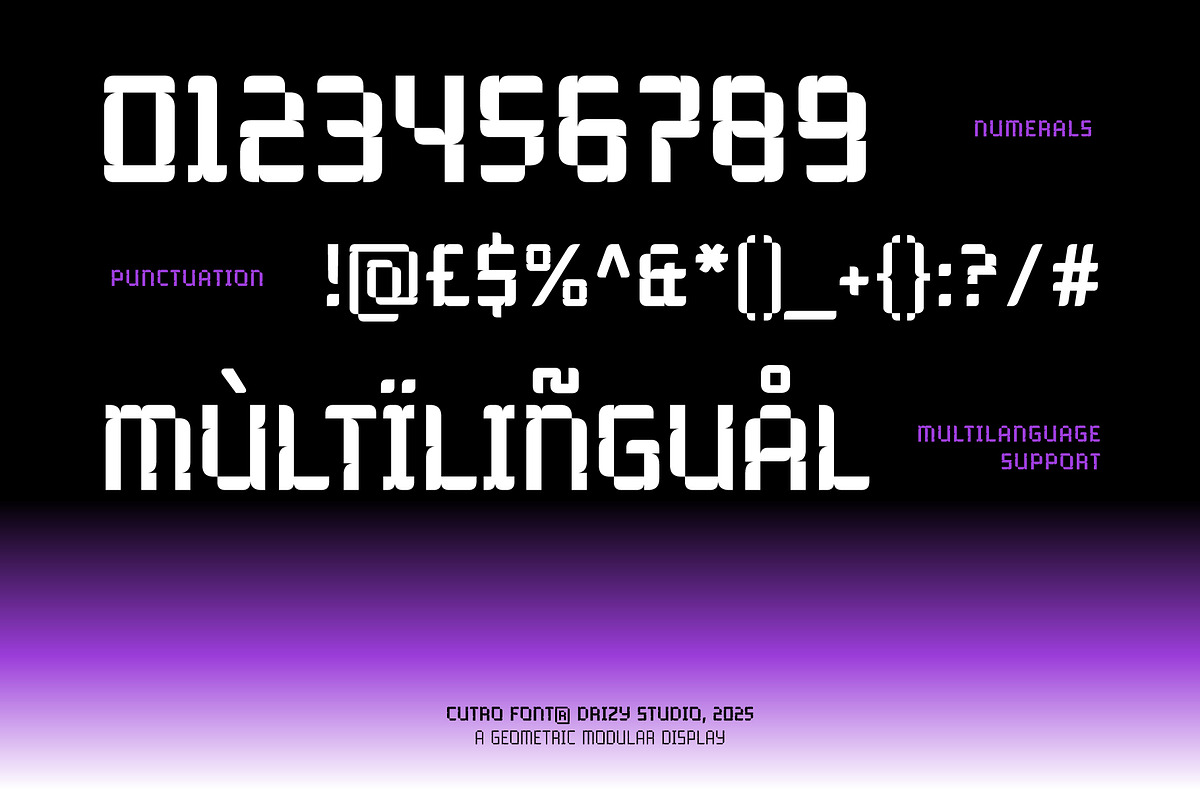 Cutro – Geometric Modular Display, a Sans Serif Font by Drizy (Photo 5 of 10)