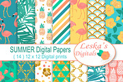 Summer Digital Paper Patterns, a Pattern Graphic by Leska's Digitals (Thumbnail 1 of 5)