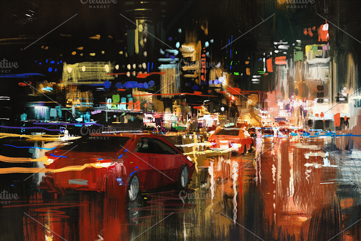 9 cityscape digital paintings bundle, a Person Illustration by Grandfailure (Photo 8 of 10)