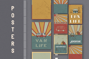 Van Life Adventure Retro Posters