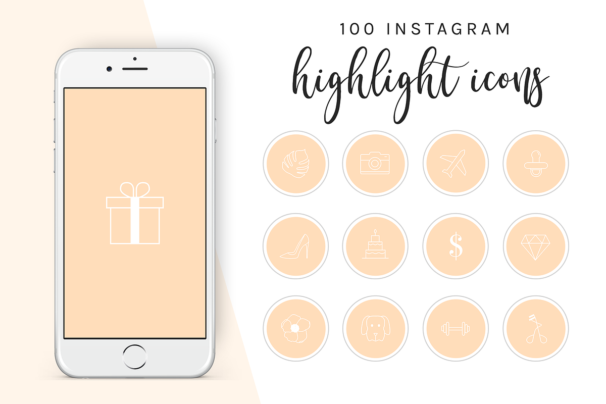 100 Instagram Story Highlight Icons, a Social Media Template by Blog&Glow (Photo 1 of 2)