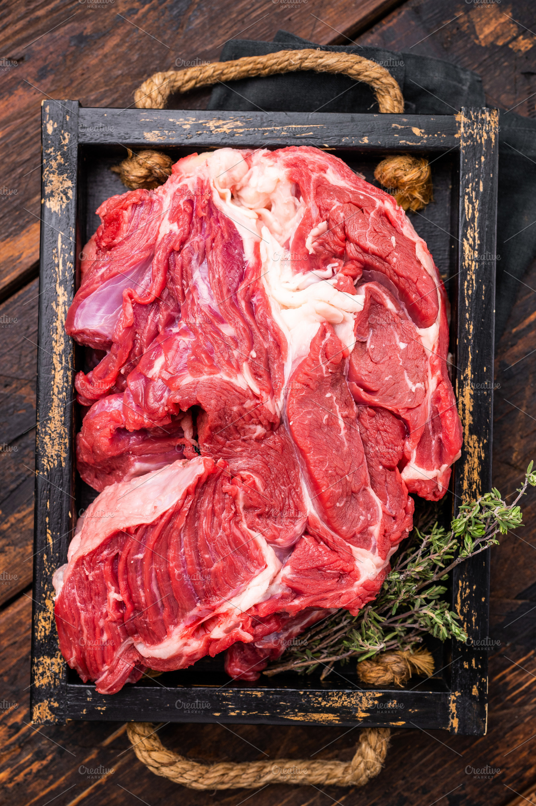 Tender raw beef neck meat, a versatile ingredient for delicious, a Food & Drink Photo by composter-box@mail.ru