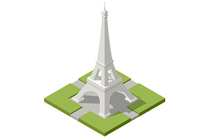 Isometric minimal view of the Eiffel, an Object Illustration by Golden Sikorka