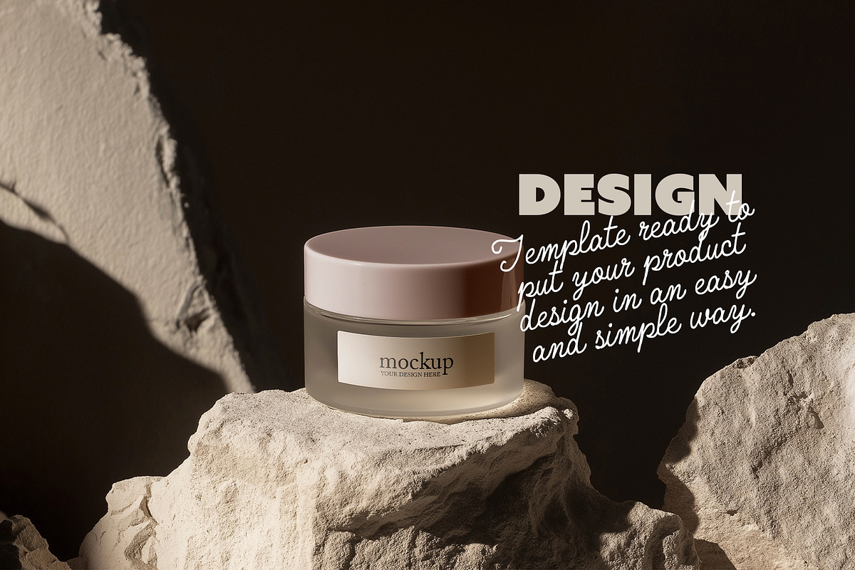 Cosmetic Jar Mockup On Stone, a Packaging Mockup by McLittle Stock (Photo 2 of 4)