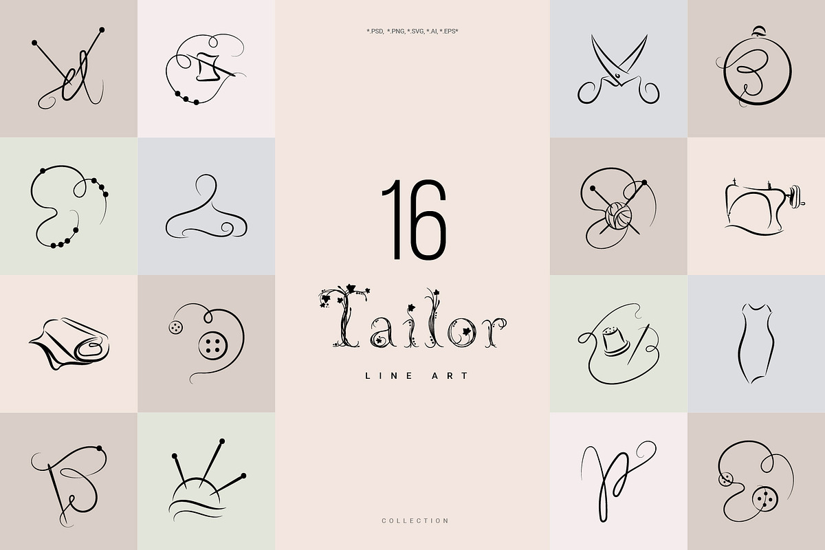Tailor. Line Art Collection, a Work Illustration by le-genda (Photo 1 of 6)