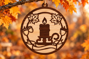 Autumn Candle Maple Leaf Laser Cut