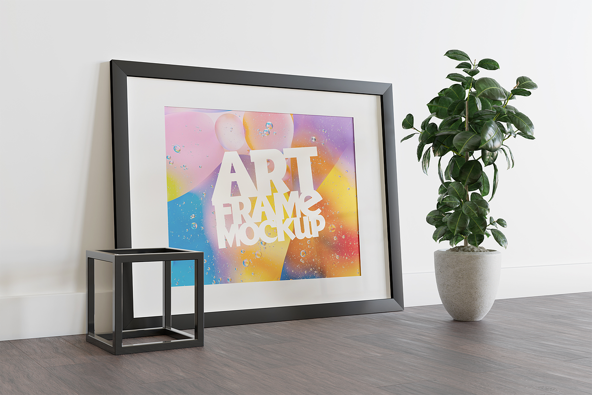 Minimalist Art Frame Mockup on Wood, a Household Mockup by Muhazdinata (Photo 9 of 12)