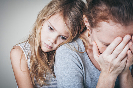 Sad daughter hugging his mother stock photo containing child and kid, a Person Photo by altanaka