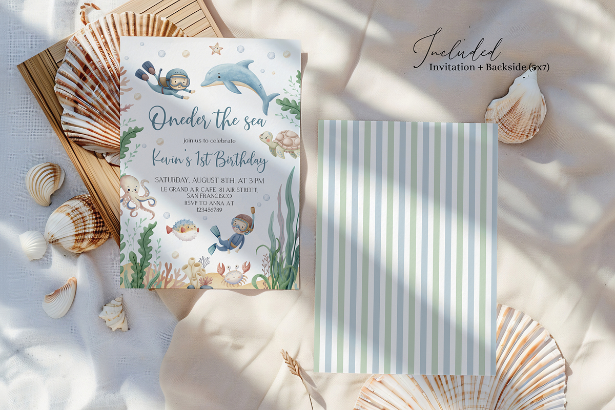 Oneder The Sea Birthday Invitation, a Templates & Theme by Digital_Mind (Photo 2 of 3)