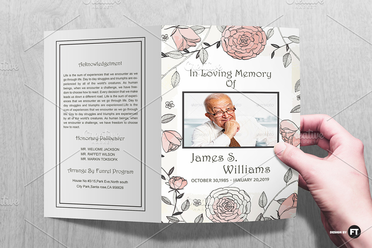 Funeral Program Template Minimal, a Brochure Template by Madhabi Studio (Photo 4 of 5)