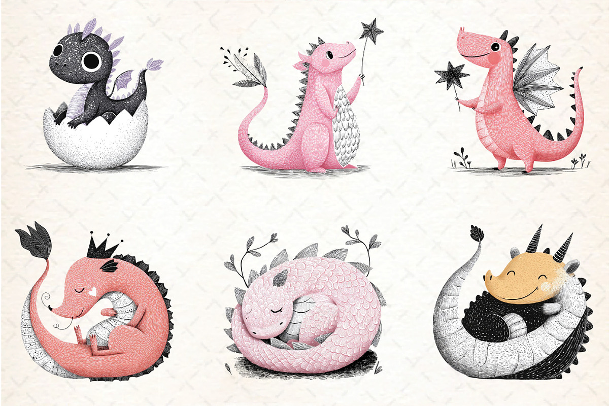 Baby Dragon Clipart Set, an Illustration by DreamCafeArt (Photo 8 of 8)