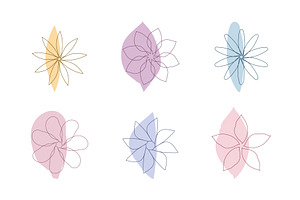 Abstract floral line art with soft, an Illustration by okskukuruza