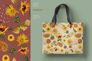 Van Gogh Sunflowers Seamless Set