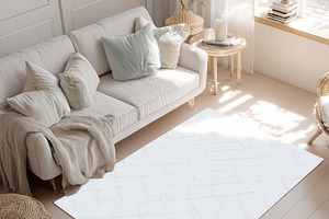 Cozy Scandinavian living room interior with a minimal beige sofa, a Photo by Studio ANNA