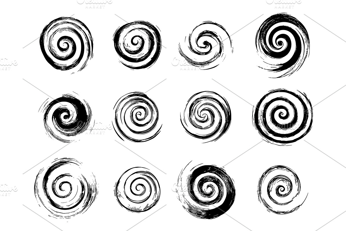 Ink drawn swirls. Grunge spirals, an Object Illustration by Valerie Bodnar