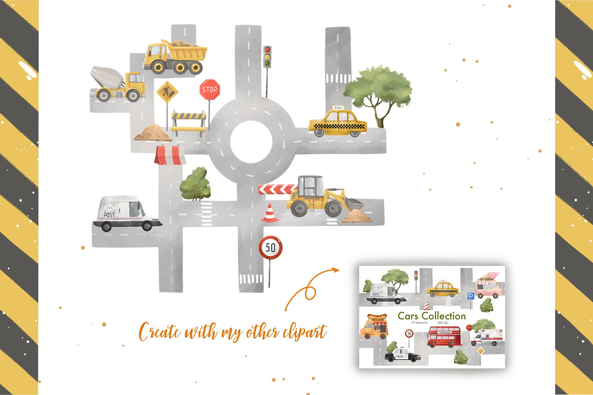 Construction Trucks Clipart, a Transportation Illustration by ArtGiftsStudio (Photo 5 of 7)