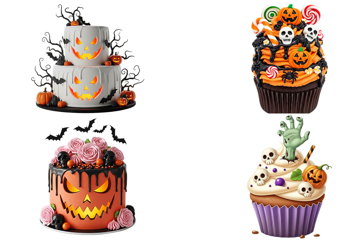 Cute Halloween Cupcakes Clipart, an Object Graphic by Pixxel_Studio (Photo 4 of 7)