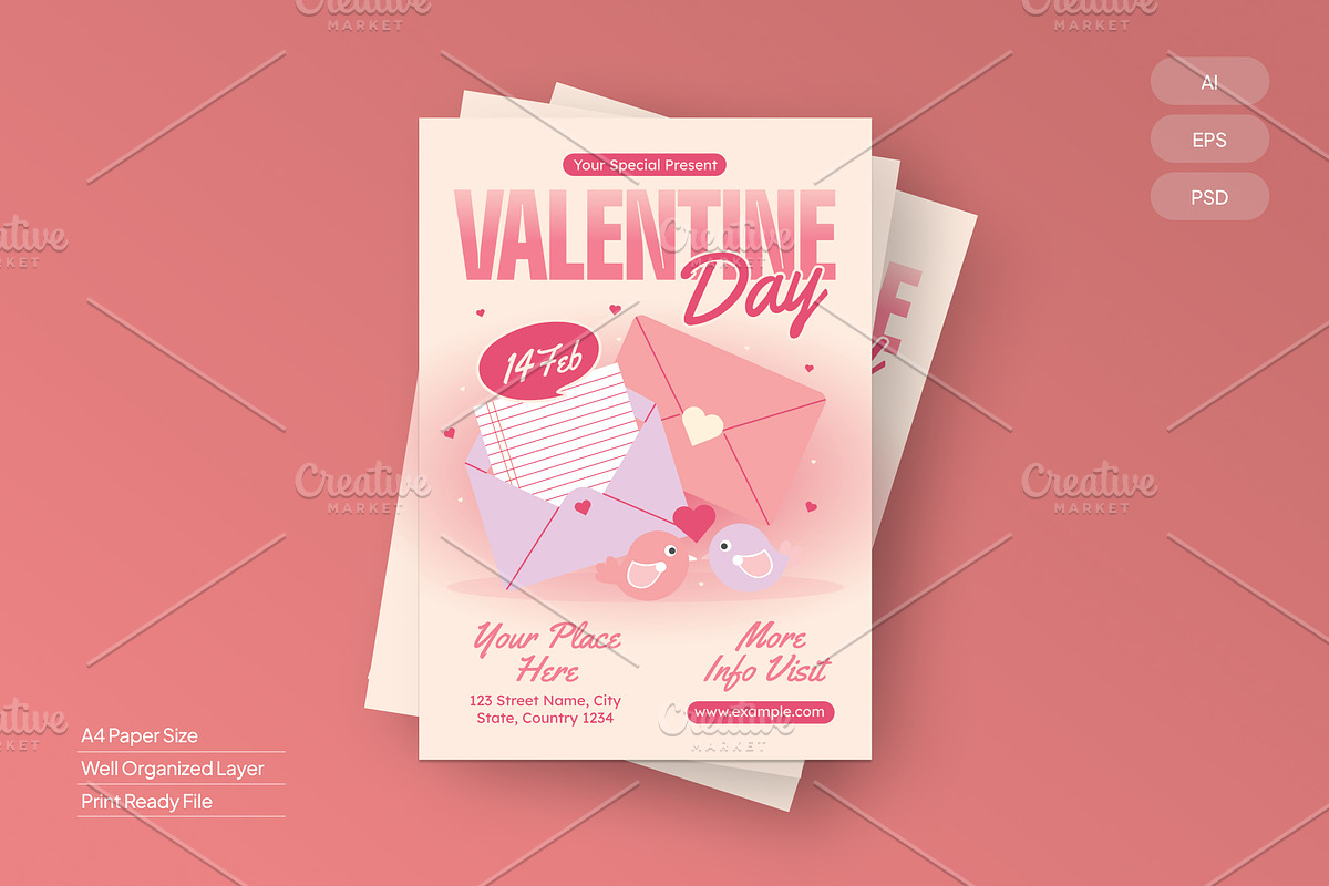 Pink Gradient Valentine Day - Flyer, a Brochure Template by Izdihaar_Studio (Photo 1 of 4)
