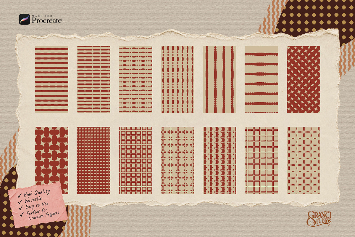 Pattern Impression Procreate Brushes, a Brush Add-On by GRANCI STUDIOS (Photo 7 of 10)