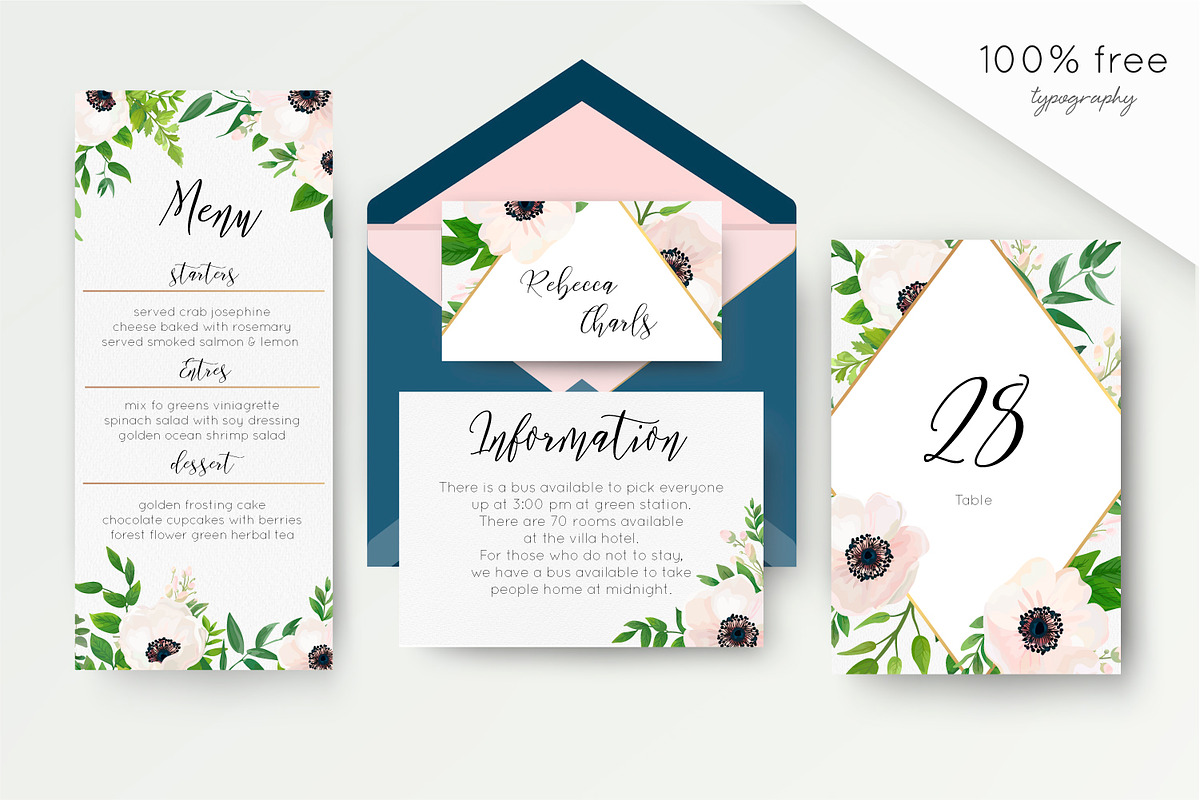 Wedding suite - Delicate anemone, an Invitation Template by Alewiena (Photo 2 of 4)