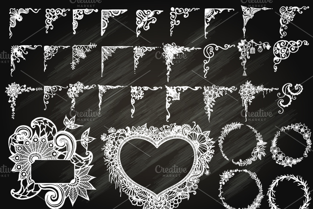33 Hand drawn corner decorations, an Object Graphic by Somjai King