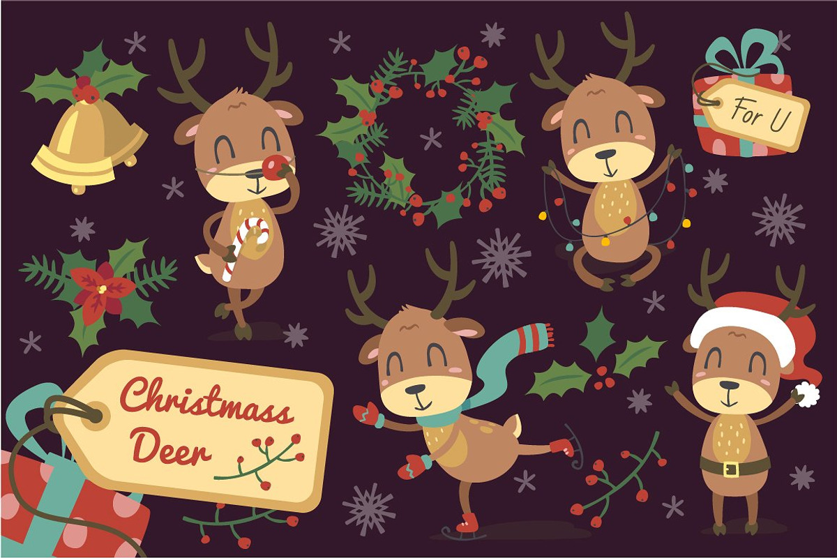 Christmas deers set, an Object Graphic by SunnyWS (Photo 1 of 8)