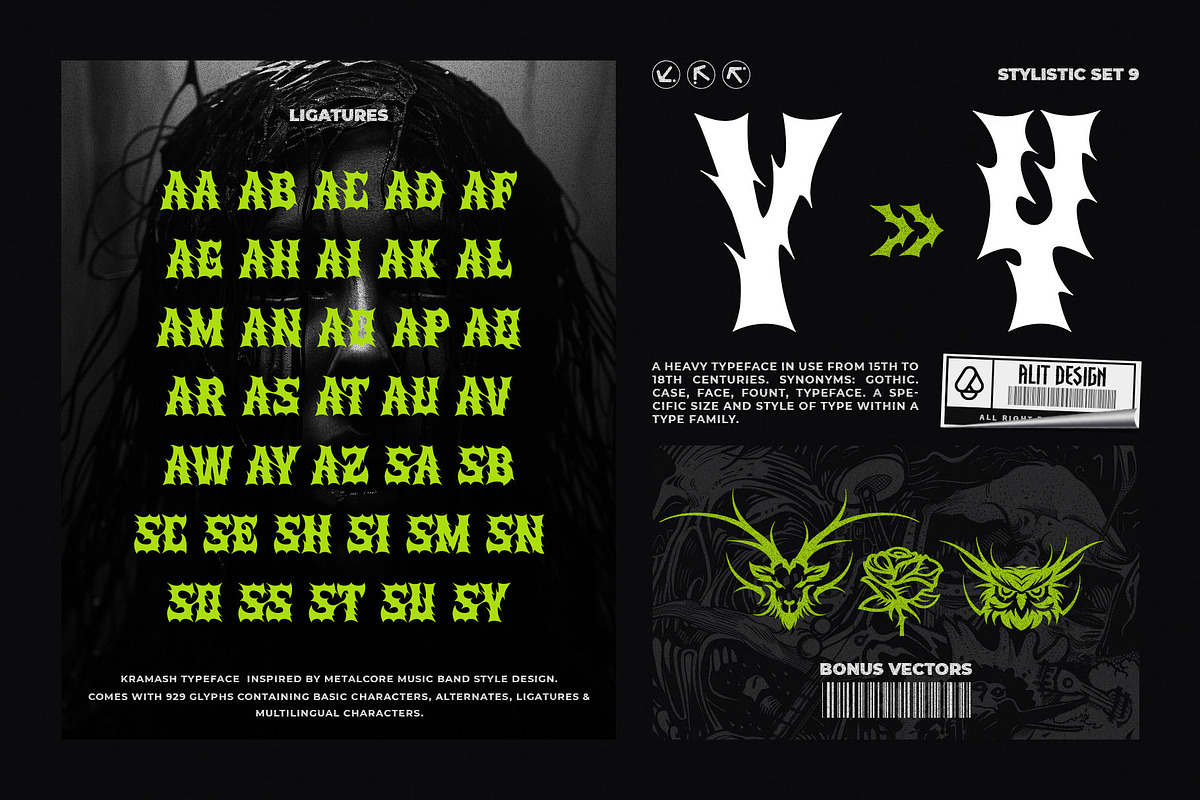 Kramash Typeface, a Blackletter Font by alit design (Photo 19 of 20)