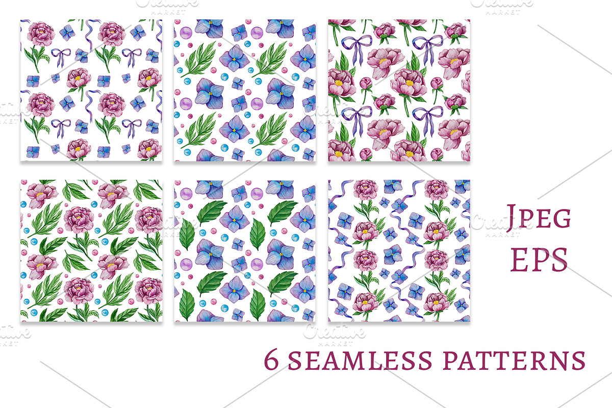 Peony and Hydrangea Clipart, a Decorative Illustration by Milla_Zelenyuk_art (Photo 4 of 7)