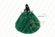 Emerald Tan skin Princess Clipart, a Person Illustration by Sunflower Day Love (Thumbnail 1 of 3)