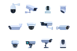 Cartoon outdoor video cameras, a Technology Illustration by Valerie Bodnar