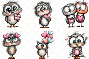 Quirky Valentine Owl Clipart, an Animal Illustration by Black Bird Studio (Thumbnail 4 of 6)