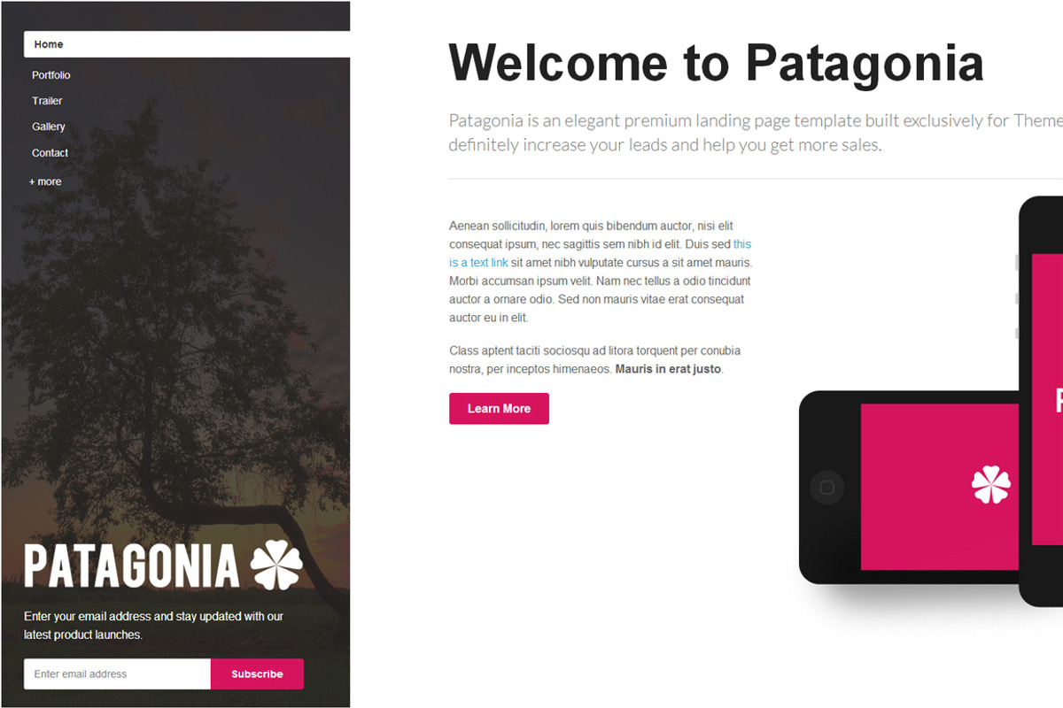 Patagonia Responsive Landing Page, a Landing Page Template by themechills (Photo 2 of 3)