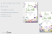 2 Watercolour invite Canva templates, an Invitation Template by Sian Elizabeth Designs (Thumbnail 1 of 4)