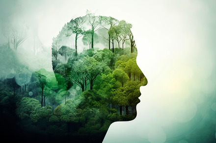 Human head full of plants and tree, a Background Photo by huertas19