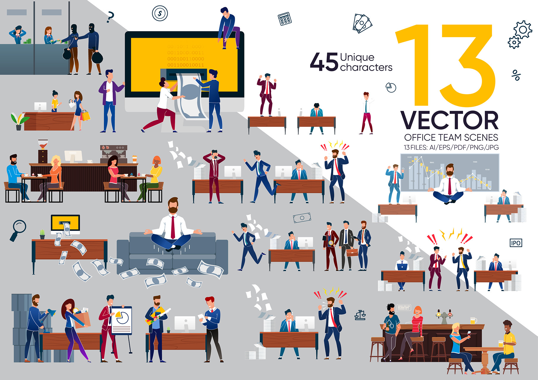 Office Team Vector Scenes, a Person Illustration by PavelVinnik ...