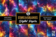 Rainbow Galaxy Stars Background, a Pattern Graphic by Creative Store (Thumbnail 1 of 5)