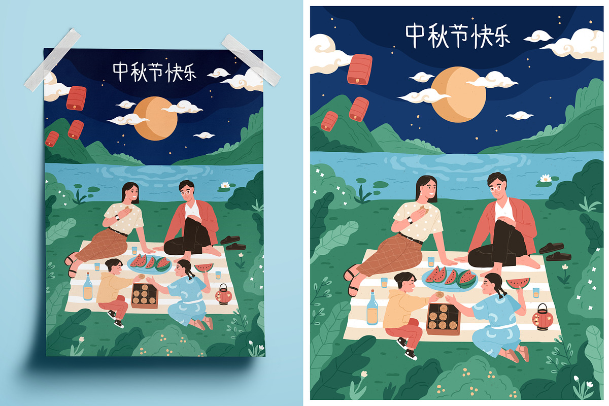 Mid-Autumn Festival cards or posters, an Illustration by Good Studio (Photo 3 of 5)