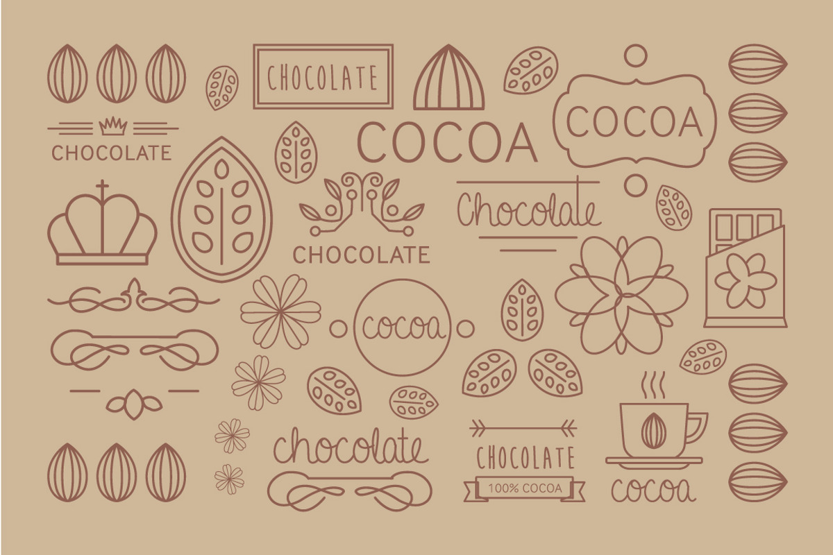 Cocoa and badges chocolate, an Outline Icon by TopVectors