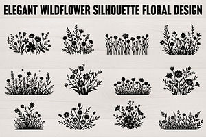 Elegant Wildflower Silhouette Bundle, an Illustration by Creativeshirt