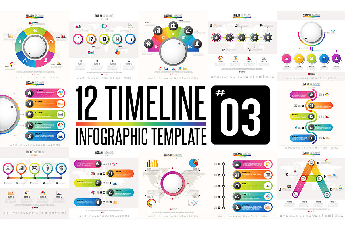 12 Timeline & Infographic Template 3, a Presentation Template by Paperboxshop