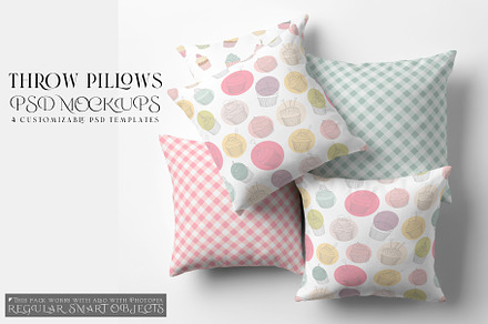 Throw Pillows with Smart Objects, a Product Mockup by mock-ups