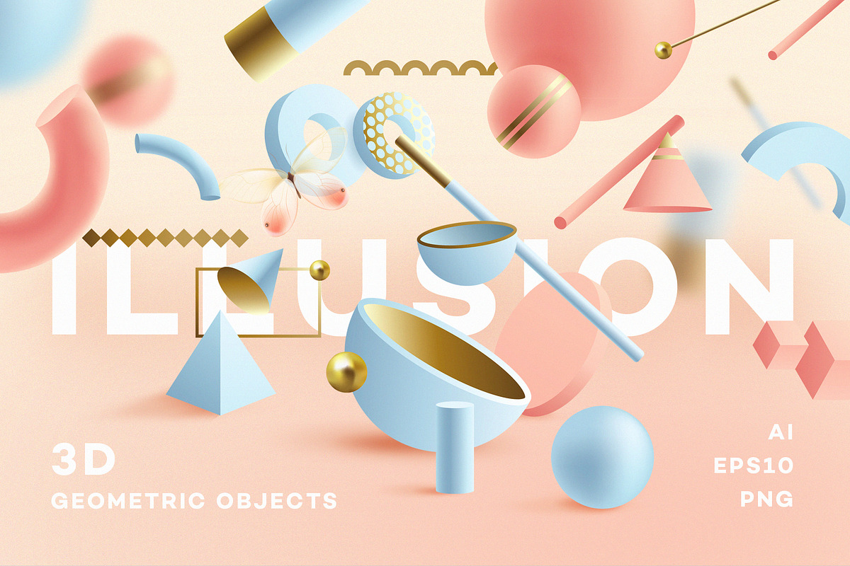 Illusion- 3D Geometric Objects, an Object Graphic by Polar Vectors (Photo 1 of 21)