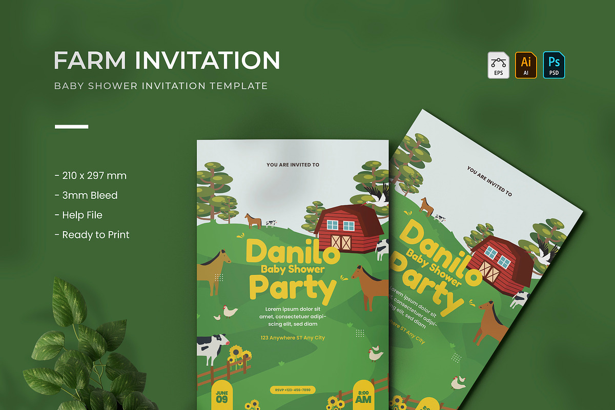 Farm - Baby Shower Invitation, a Print Template by VUNIRA (Photo 1 of 2)