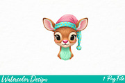 Hand-Painted Reindeer Christmas Png, an Illustration by Watercolor design (Thumbnail 1 of 3)